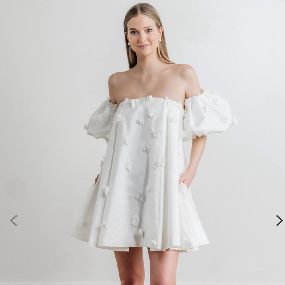 Watters White Off-Shoulder Mini Dress